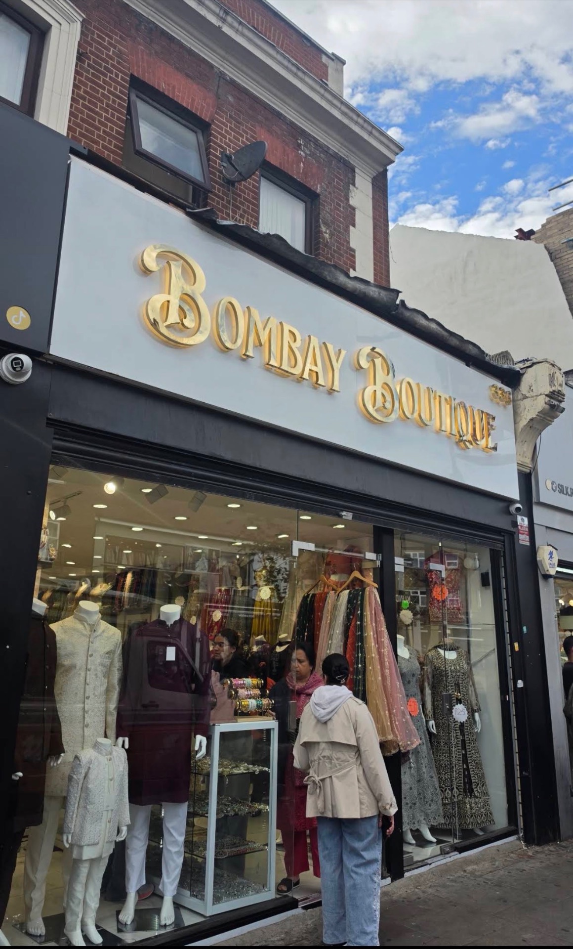 Bombay Boutique shopfront on Green Street with gold lettering
